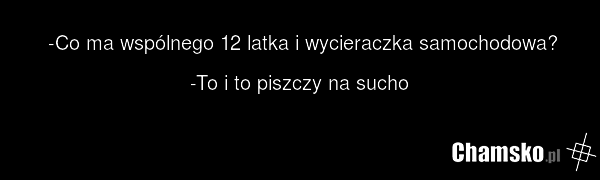 -Co ma wspólnego 12 latka i wycieraczka samochodowa? -To i to piszczy na sucho