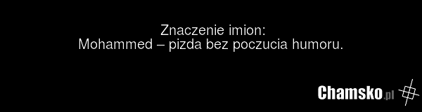 Znaczenie imion: Mohammed – pizda bez poczucia humoru.