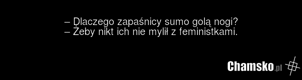 – Dlaczego zapaśnicy sumo golą nogi? – Żeby nikt ich nie mylił z feministkami.