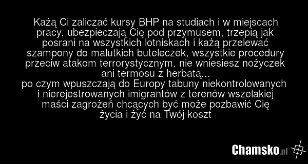Każą Ci zaliczać kursy BHP na studiach i w miejscach pracy, ubezpieczają Cię pod przymusem, trzepią jak posrani na wszystkich lotniskach i każą przelewać szampony do malutkich buteleczek, wszystkie procedury przeciw atakom terrorystycznym, nie wniesiesz nożyczek ani termosu z herbatą... po czym wpu…