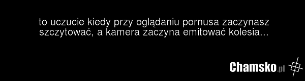 to uczucie kiedy przy oglądaniu pornusa zaczynasz szczytować, a kamera zaczyna emitować kolesia...