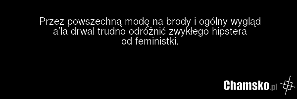 Przez powszechną modę na brody i ogólny wygląd a’la drwal trudno odróżnić zwykłego hipstera od feministki.
