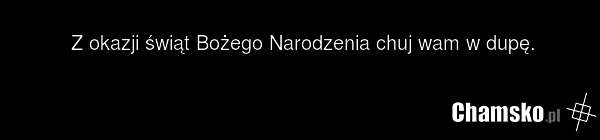 Z okazji świąt Bożego Narodzenia chuj wam w dupę.
