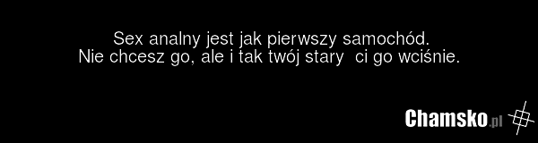 Sex analny jest jak pierwszy samochód. Nie chcesz go, ale i tak twój stary ci go wciśnie.
