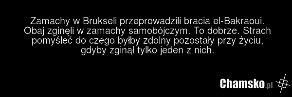 Zamachy w Brukseli przeprowadzili bracia el-Bakraoui. Obaj zginęli w zamachy samobójczym. To dobrze. Strach pomyśleć do czego byłby zdolny pozostały przy życiu, gdyby zginął tylko jeden z nich.