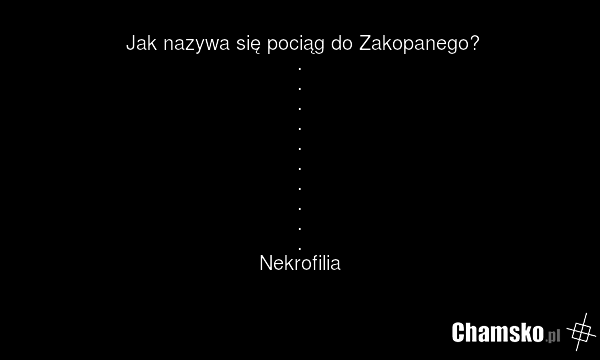 Jak nazywa się pociąg do Zakopanego? . . . . . . . . . . Nekrofilia