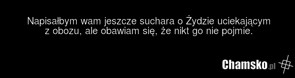 Napisałbym wam jeszcze suchara o Żydzie uciekającym z obozu, ale obawiam się, że nikt go nie pojmie.