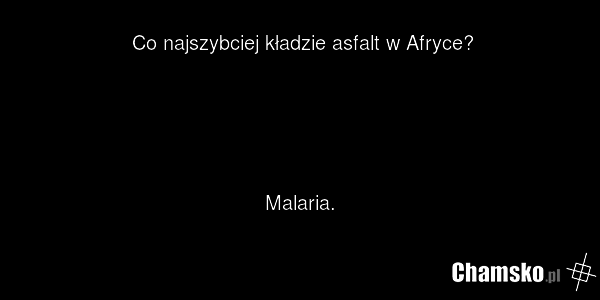 Co najszybciej kładzie asfalt w Afryce? Malaria.