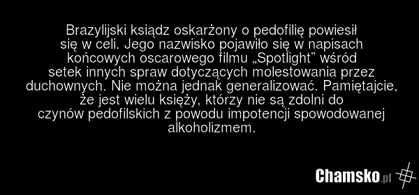 Brazylijski ksiądz oskarżony o pedofilię powiesił się w celi. Jego nazwisko pojawiło się w napisach końcowych oscarowego filmu „Spotlight” wśród setek innych spraw dotyczących molestowania przez duchownych. Nie można jednak generalizować. Pamiętajcie, że jest wielu księży, którzy nie są zdolni do c…