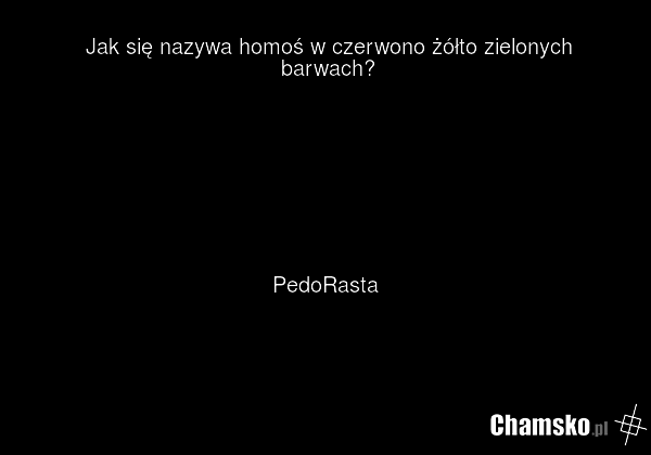 Jak się nazywa homoś w czerwono żółto zielonych barwach? PedoRasta