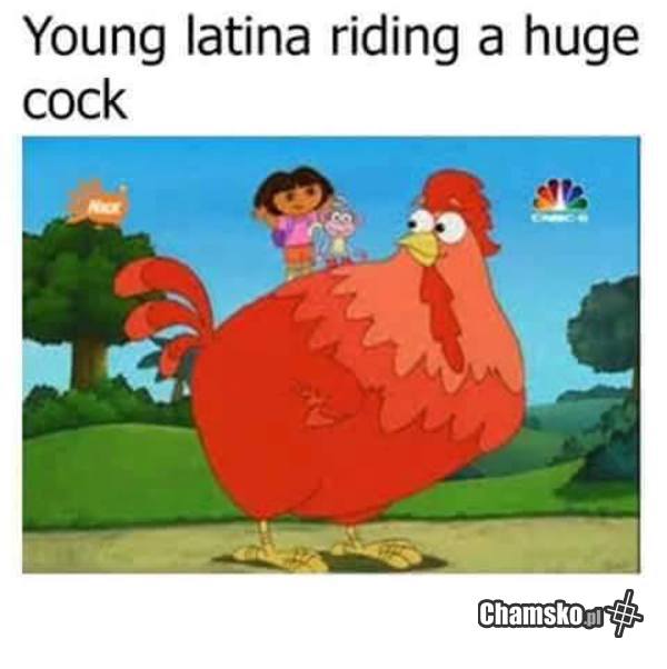 Young latina riding a huge cock