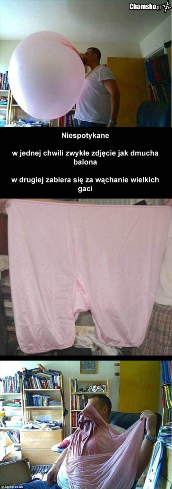 Facet wącha wielkie gacie