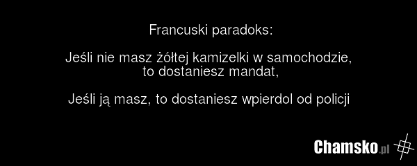 Francuski paradoks: Jeśli nie masz żółtej kamizelki w samochodzie, to dostaniesz mandat, Jeśli ją masz, to dostaniesz wpierdol od policji