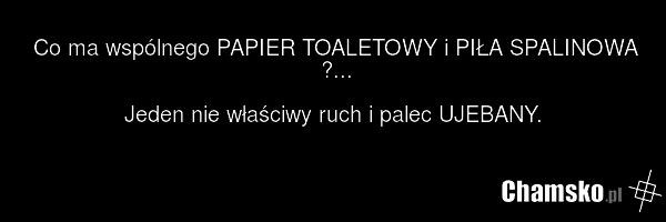 Co ma wspólnego PAPIER TOALETOWY i PIŁA SPALINOWA ?... Jeden nie właściwy ruch i palec UJEBANY.
