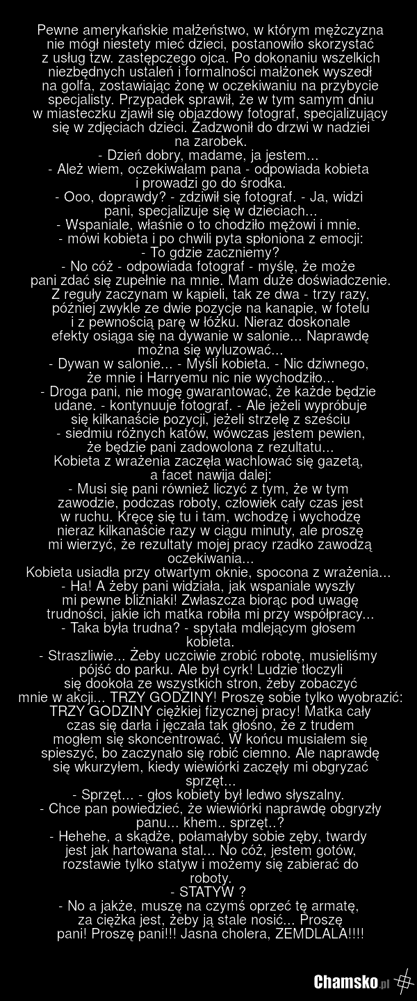 Pewne amerykańskie małżeństwo, w którym mężczyzna nie mógł niestety mieć dzieci, postanowiło skorzystać z usług tzw. zastępczego ojca. Po dokonaniu wszelkich niezbędnych ustaleń i formalności małżonek wyszedł na golfa, zostawiając żonę w oczekiwaniu na przybycie specjalisty. Przypadek sprawił, że w…