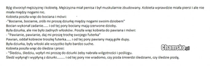 Jak Bóg stworzy? kobiet?