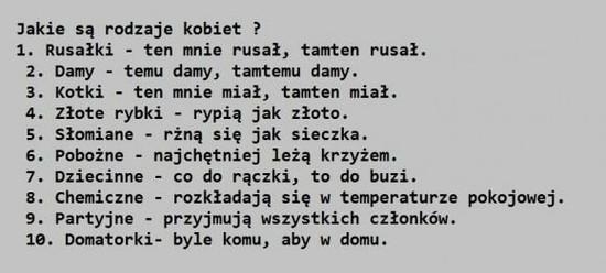 rodzaje kobiet