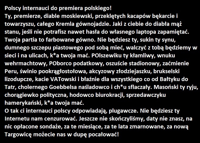 Polscy internauci do premiera rz?du Polskiego