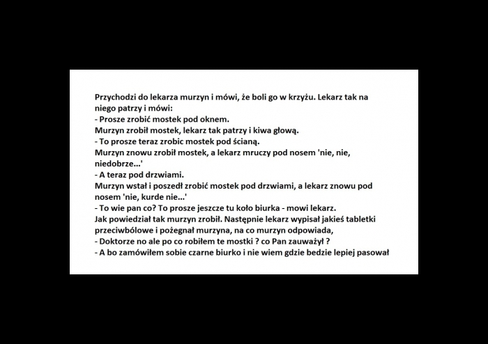 Przychodzi do lekarza murzyn....