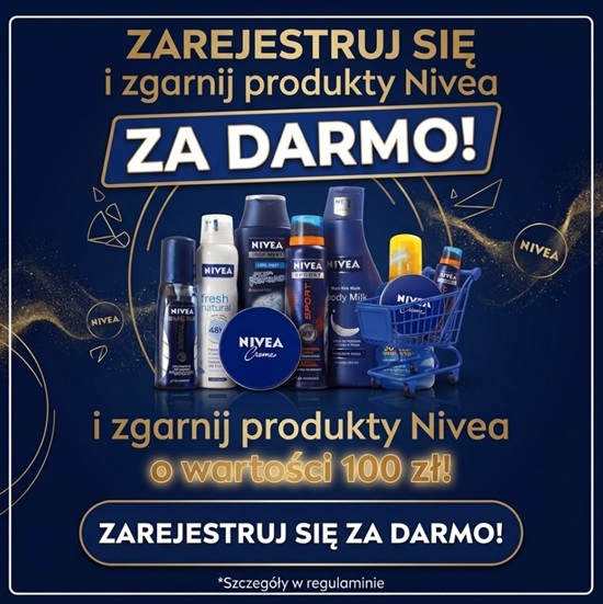Zarejestruj się ZA DARMO i zgarnij produkty Nivea o wartości 100 zł!